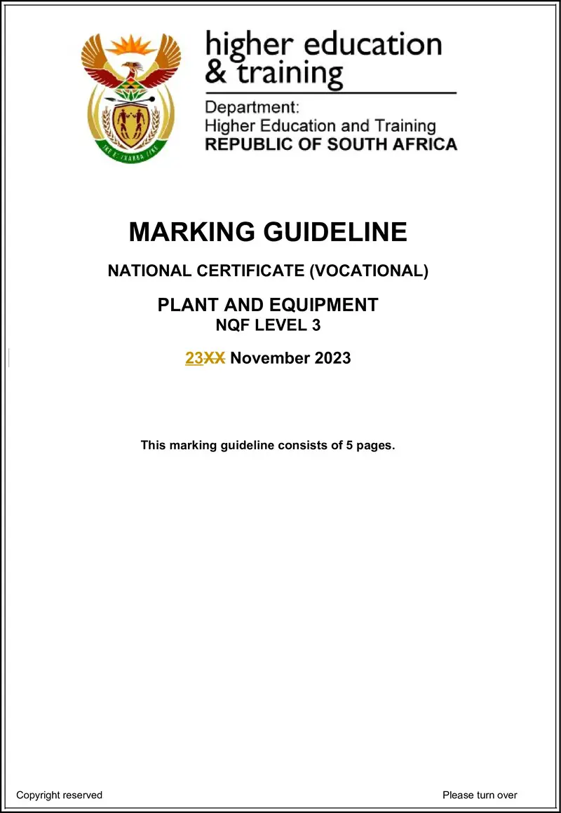 Plant And Equipment L3 MEMO Nov 2023 preview
