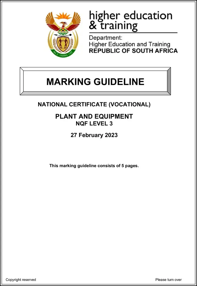 Plant And Equipment L3 MEMO Supp Feb 2023 preview