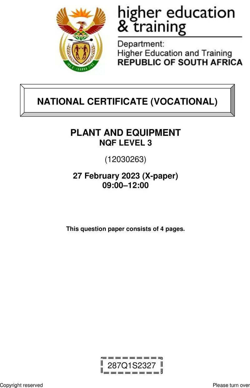 Plant And Equipment L3 QP Supp Feb 2023 preview