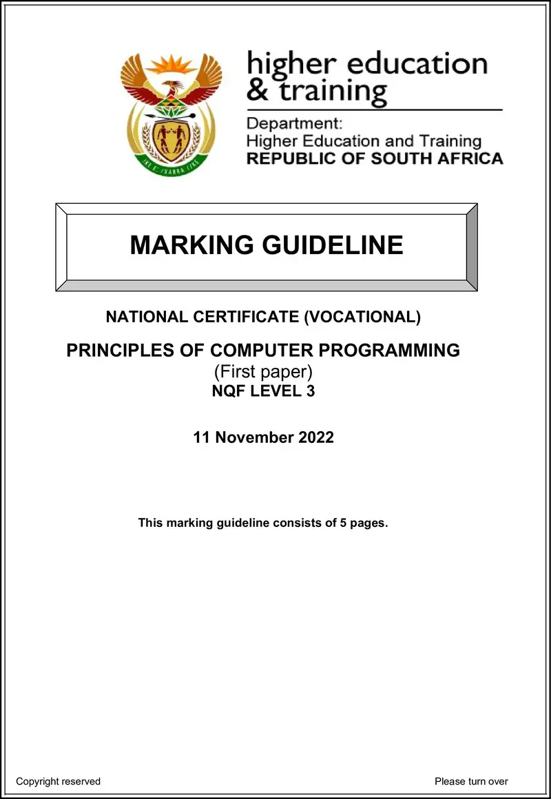 Principles Of Computer Programming L3 P1 MEMO Nov 2022 preview