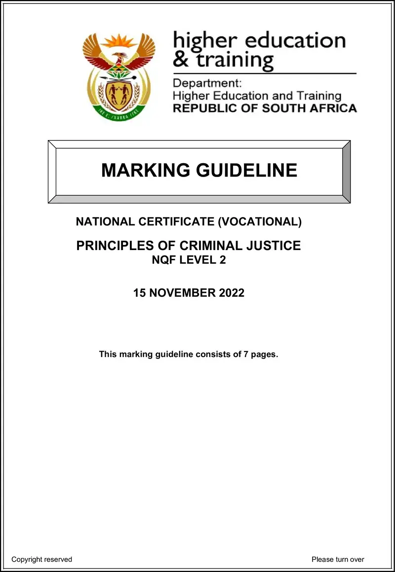 Principles Of Criminal Justice L2 MEMO Nov 2022 preview