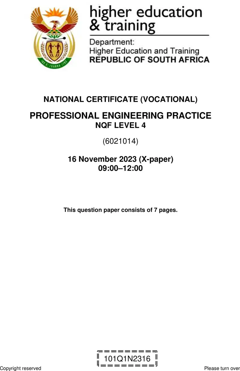 Professional Engineering Practice L4 QP Nov 2023 preview