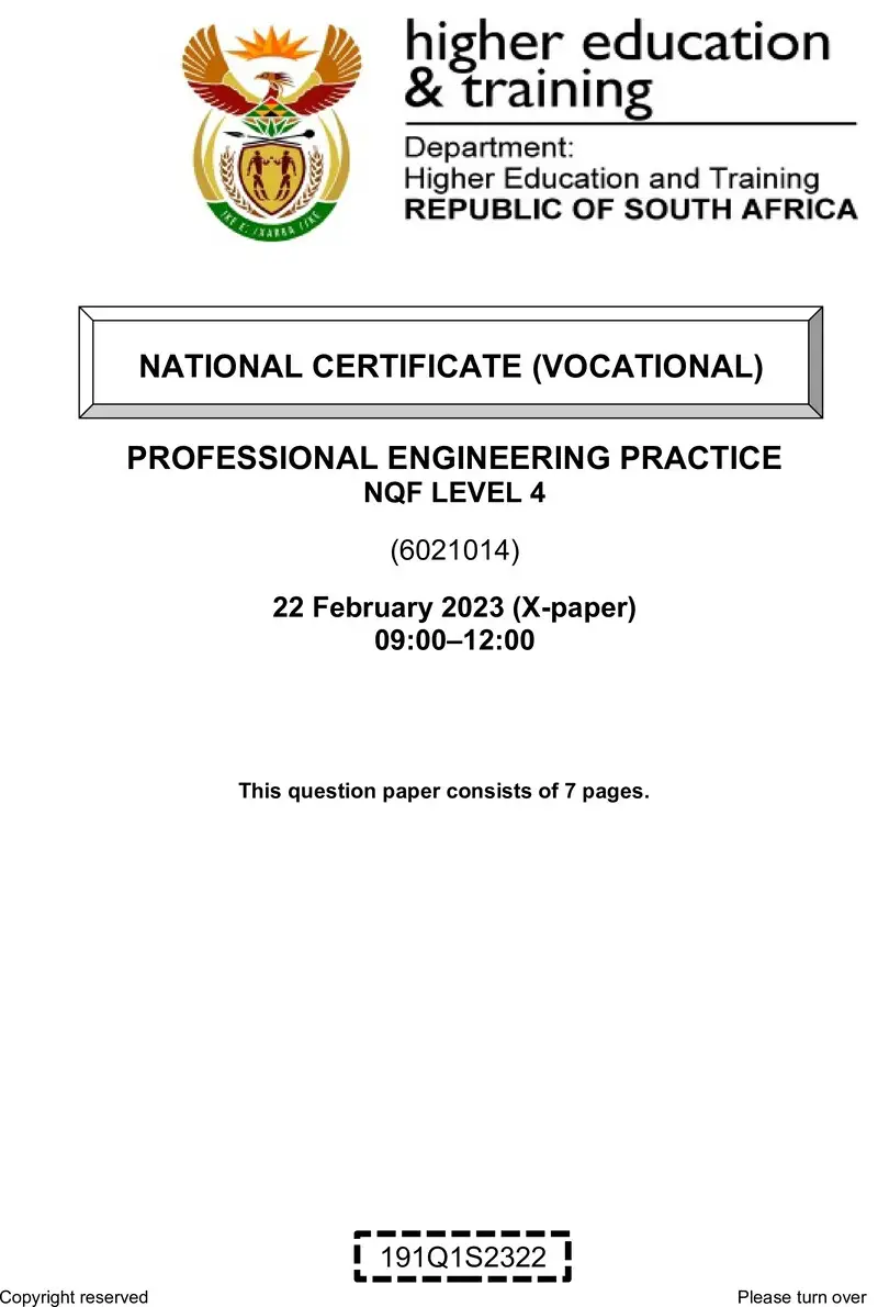 Professional Engineering Practice L4 Supp QP Feb 2023 preview