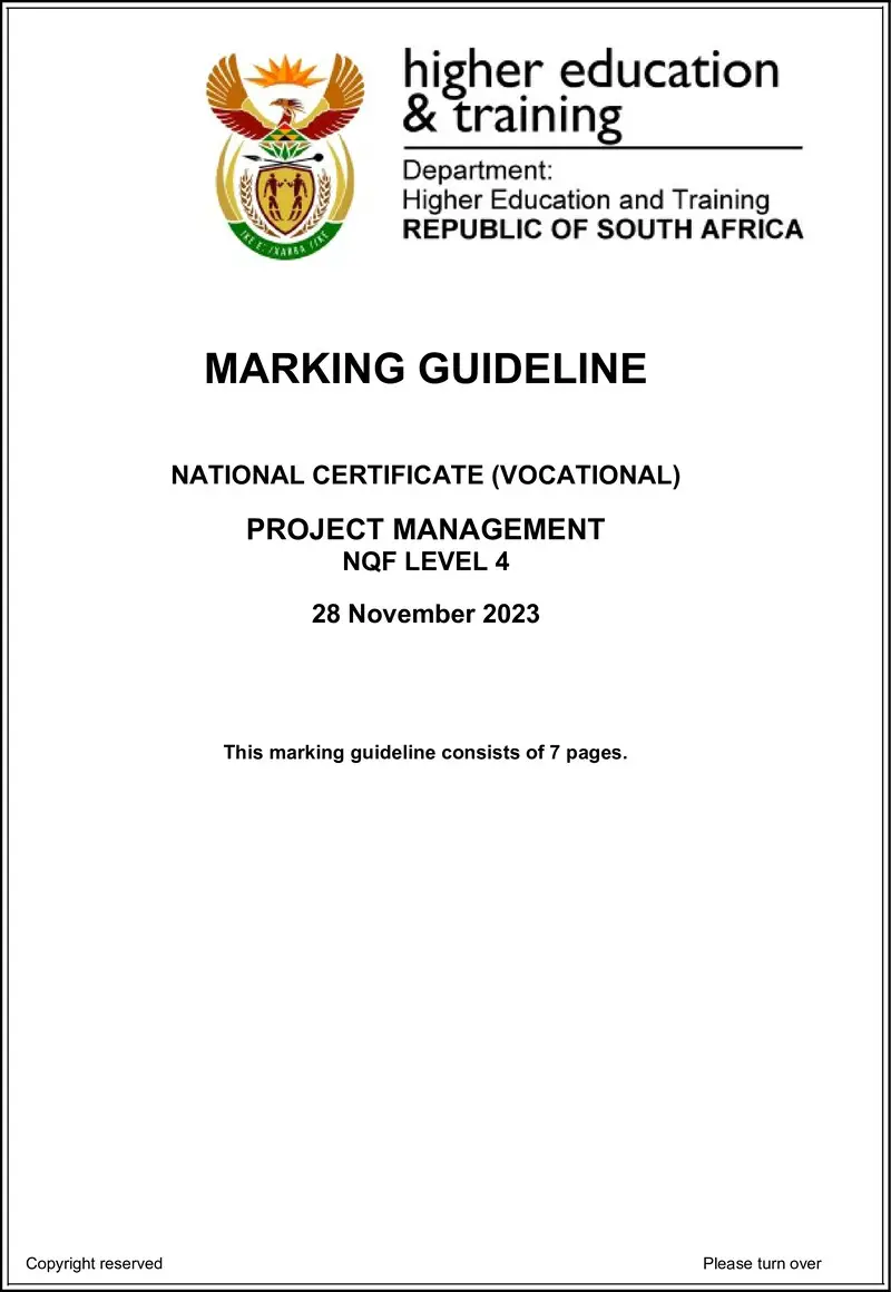 Project Management L4 MEMO Nov 2023 preview