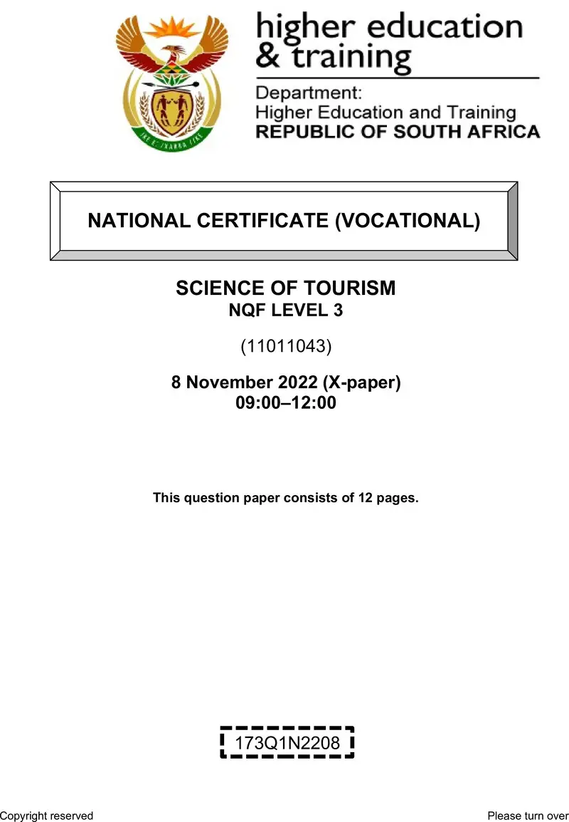 Science Of Tourism L3 QP Nov 2022 Moller preview