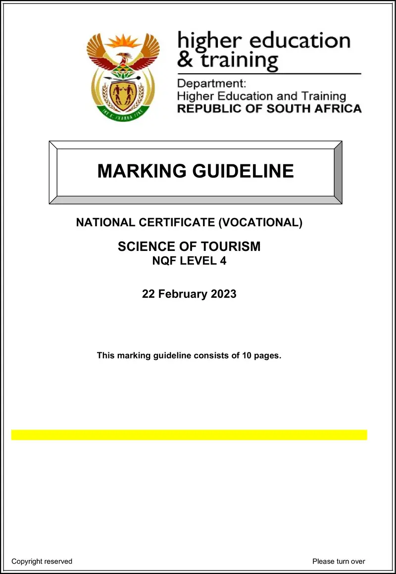 Science Of Tourism L4 MEMO Feb 2023 preview