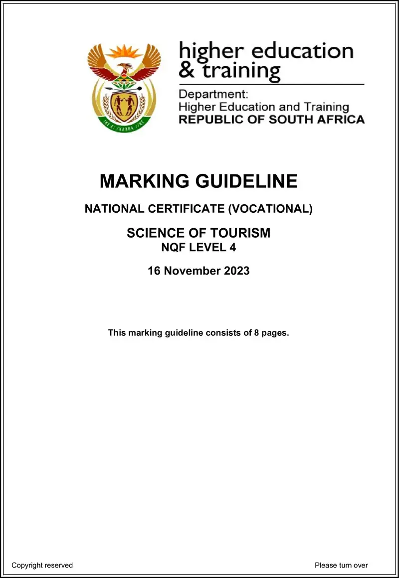 Science Of Tourism L4 Nov MEMO 2023 preview