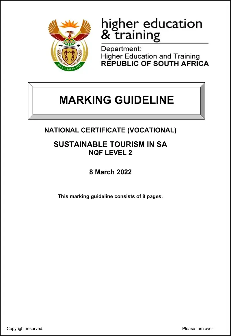 Tourism In Sa L2 MEMO Feb 2022 Edited preview