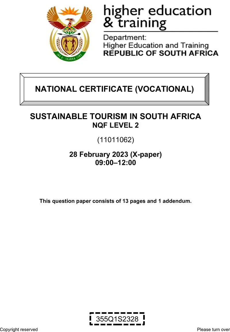 Tourism In South Africa L2 QP Supp Feb 2023 Kapp preview
