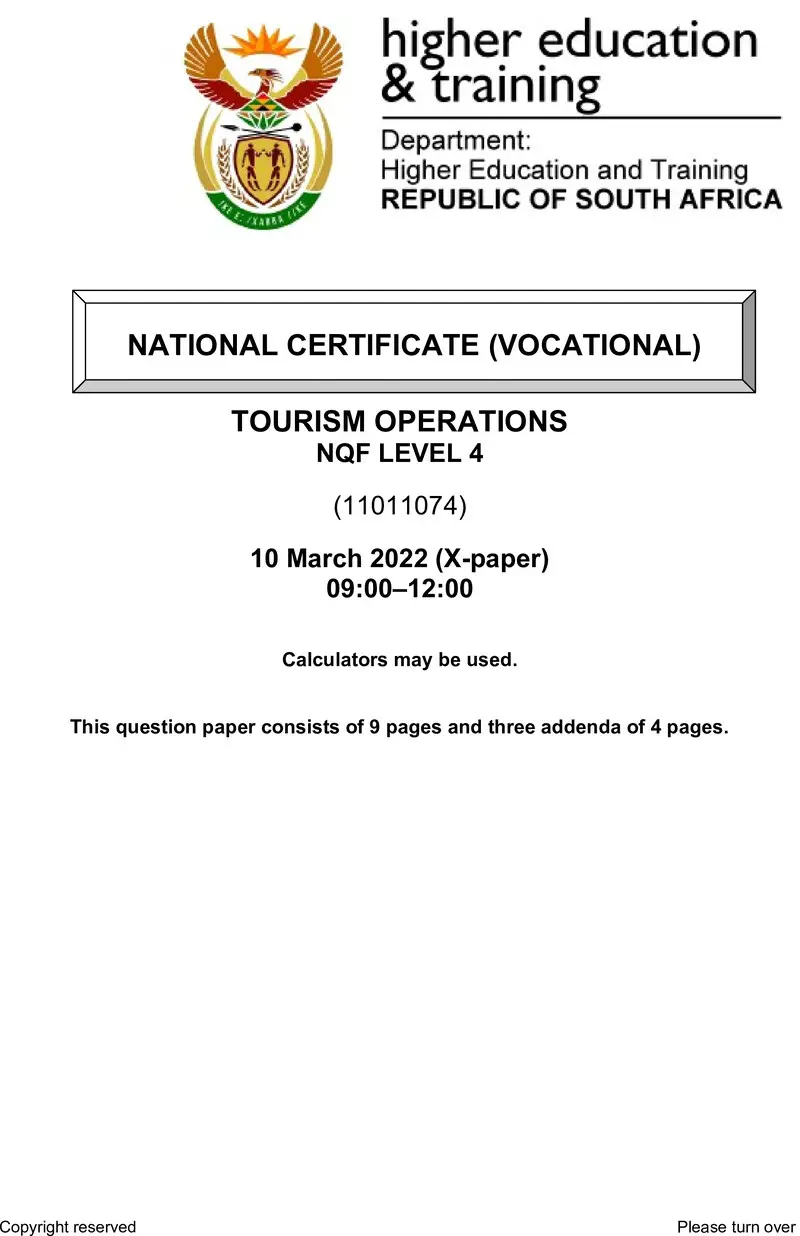 Tourism Operations L4 QP Feb 2022 preview