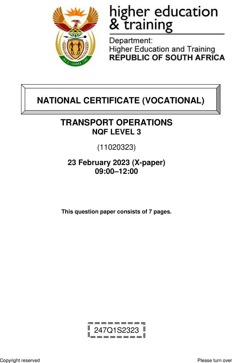 Transport Operations L3 QP Feb 2023 preview