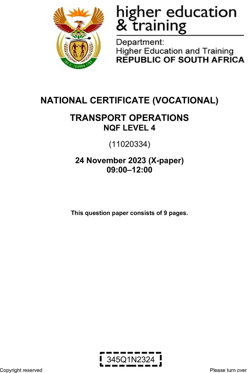 Transport Operations L4 QP Nov 2023 preview