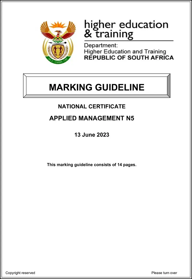 Management N5 June MEMO 2023 preview