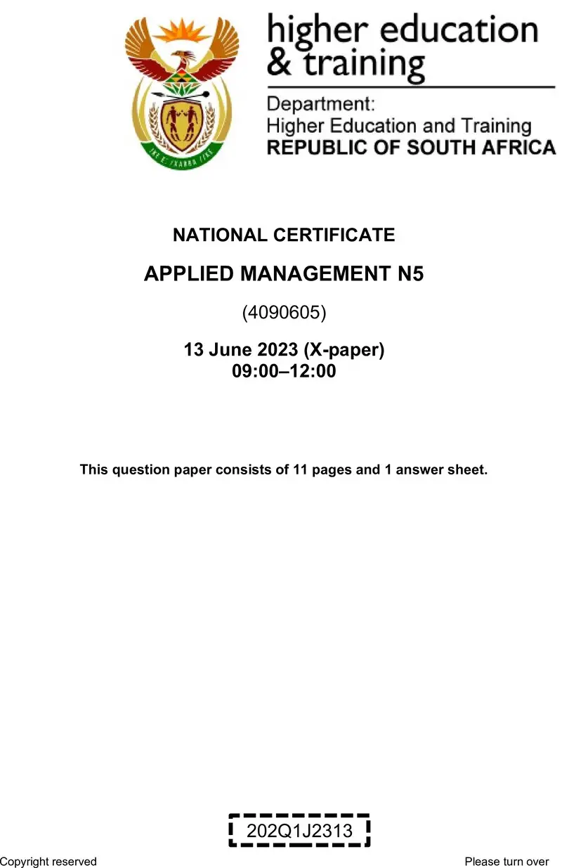 Management N5 June QP 2023 preview