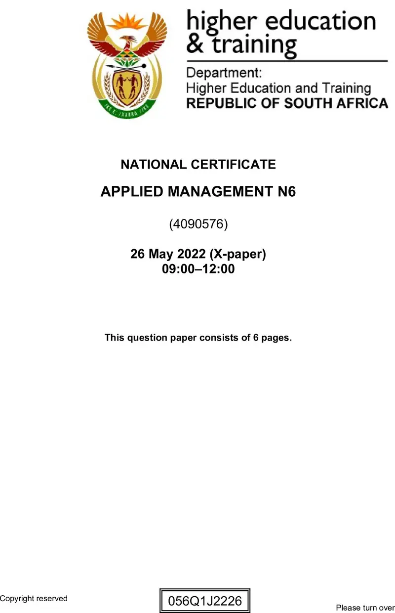 Management N6 QP June 2022 preview