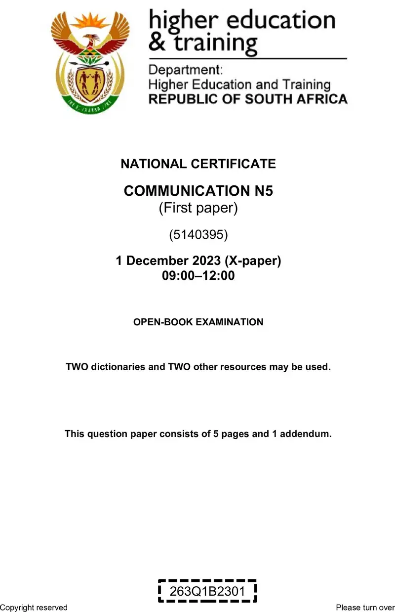 N170 Communication N5 P1 QP Nov 2023 preview