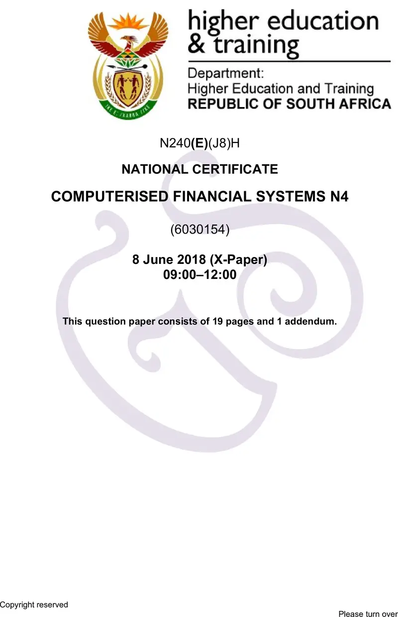 Financial Systems N4 QP June 2018 preview
