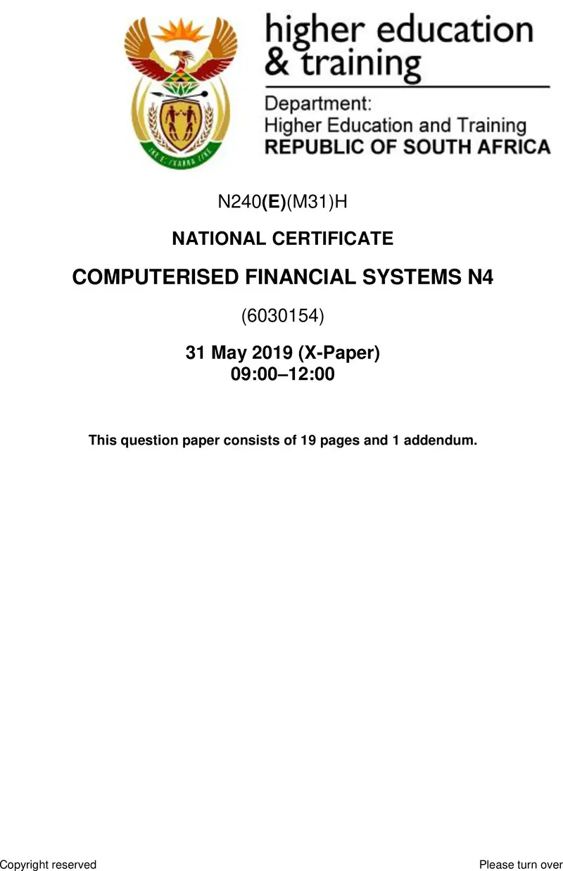Financial Systems N4 QP June 2019 preview