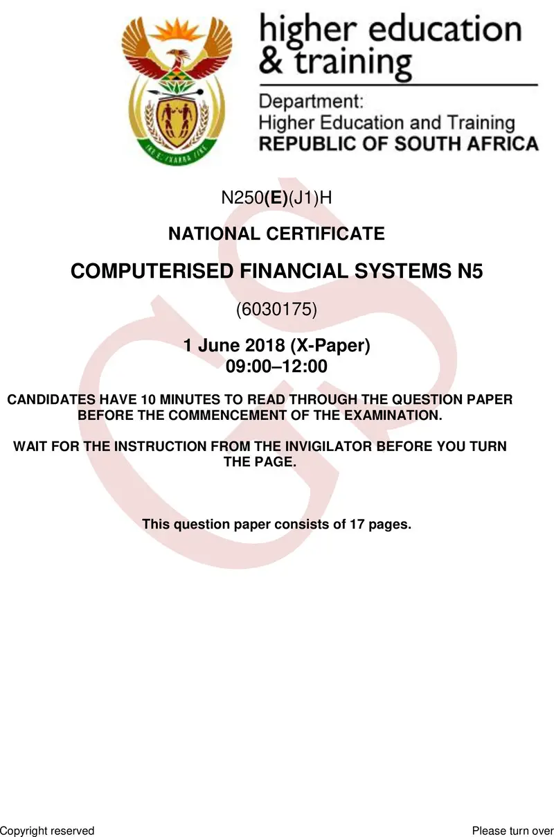 Financial Systems N5 QP June 2018 preview