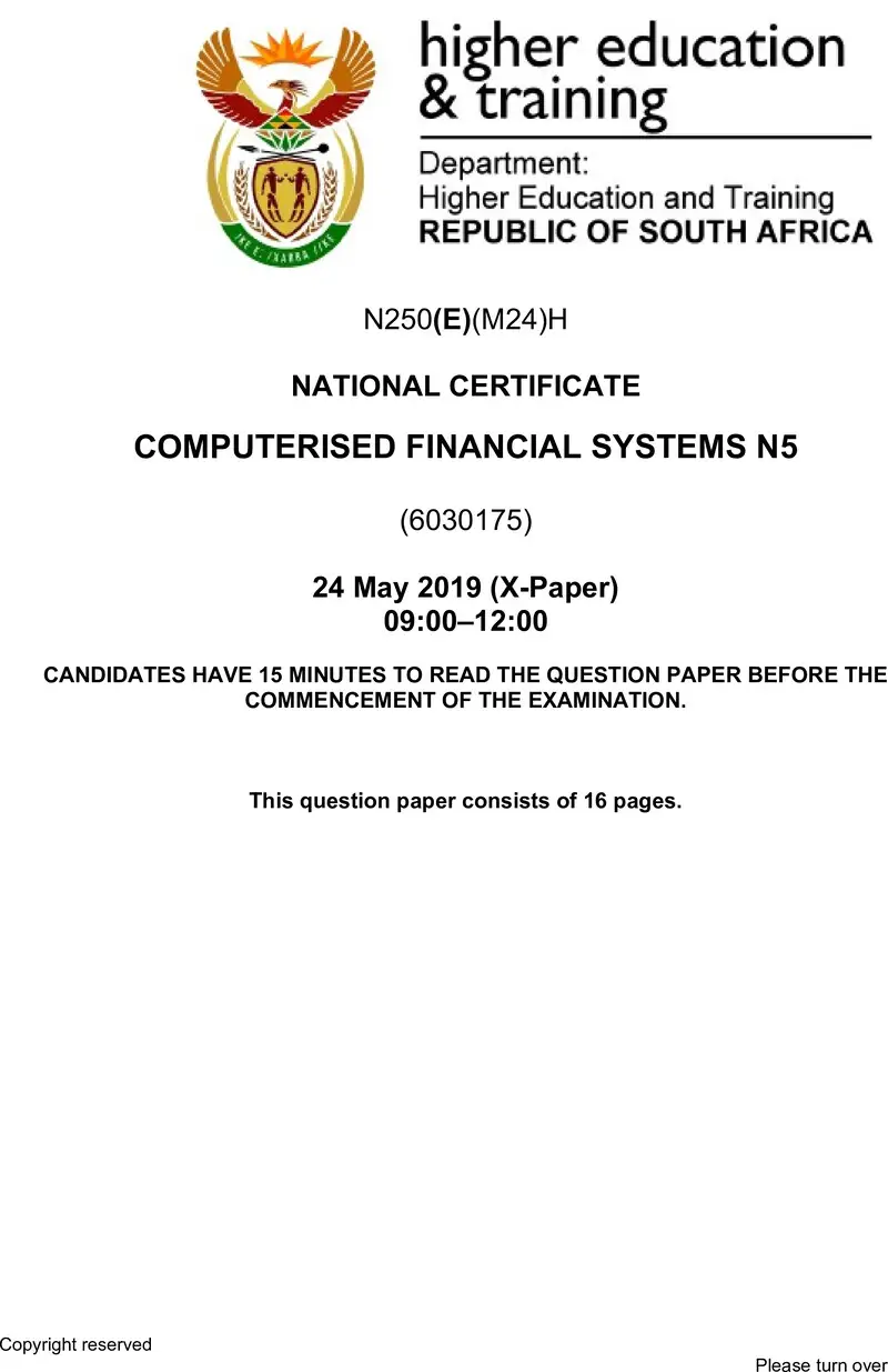 Financial Systems N5 QP June 2019 preview