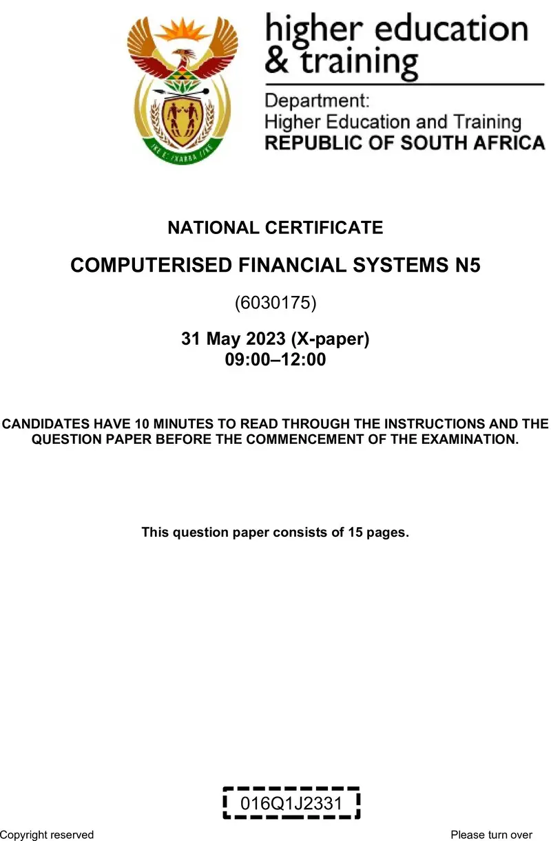 Financial Systems N5 QP June 2023 Kapp preview