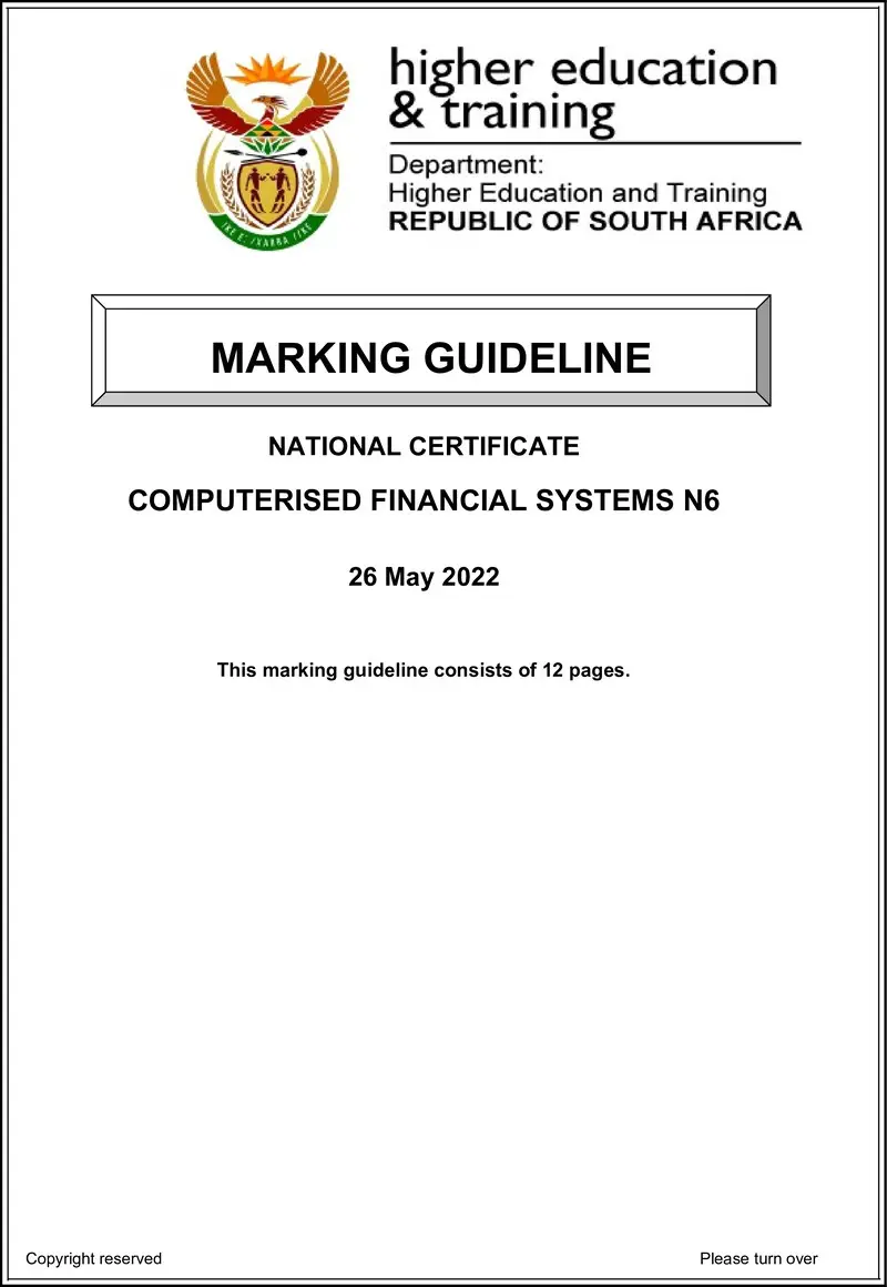 Financial Systems N6 June MEMO 2022 preview