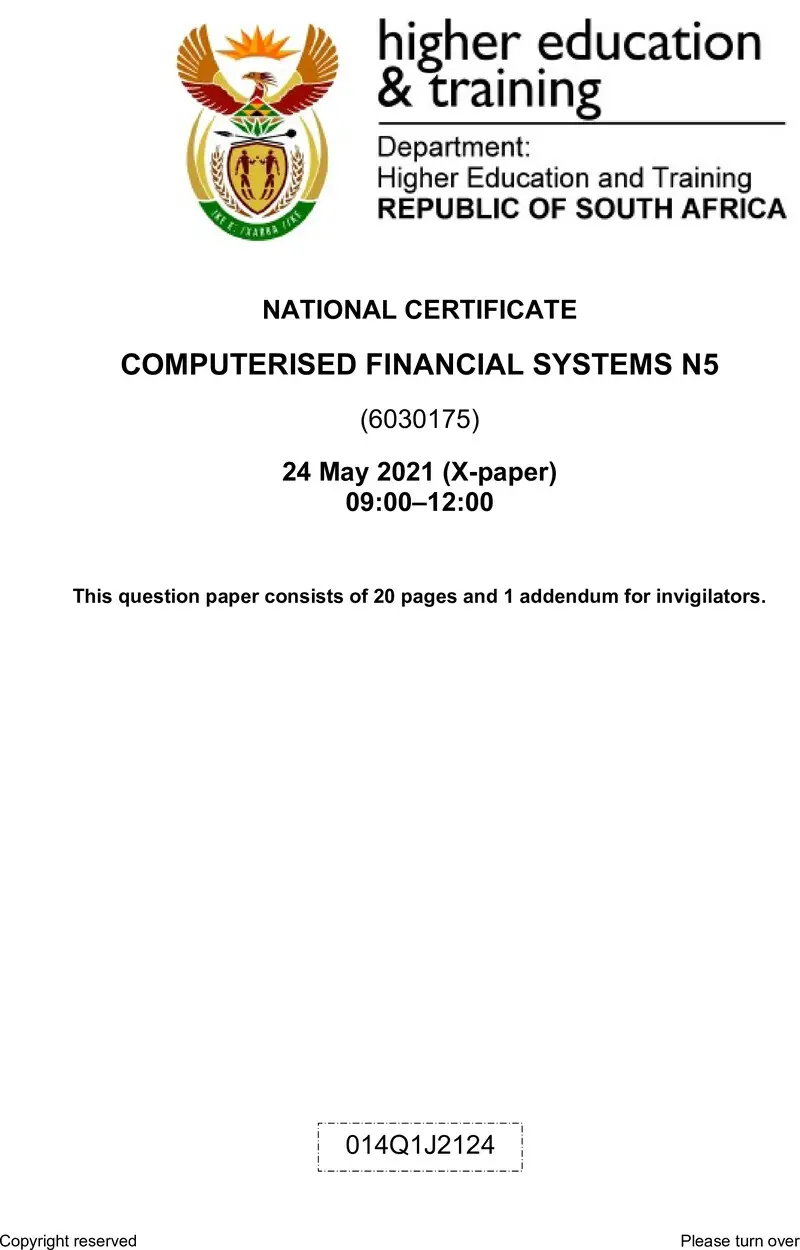 N250 Computerised Financial Systems N5 QP Jun 2021 preview