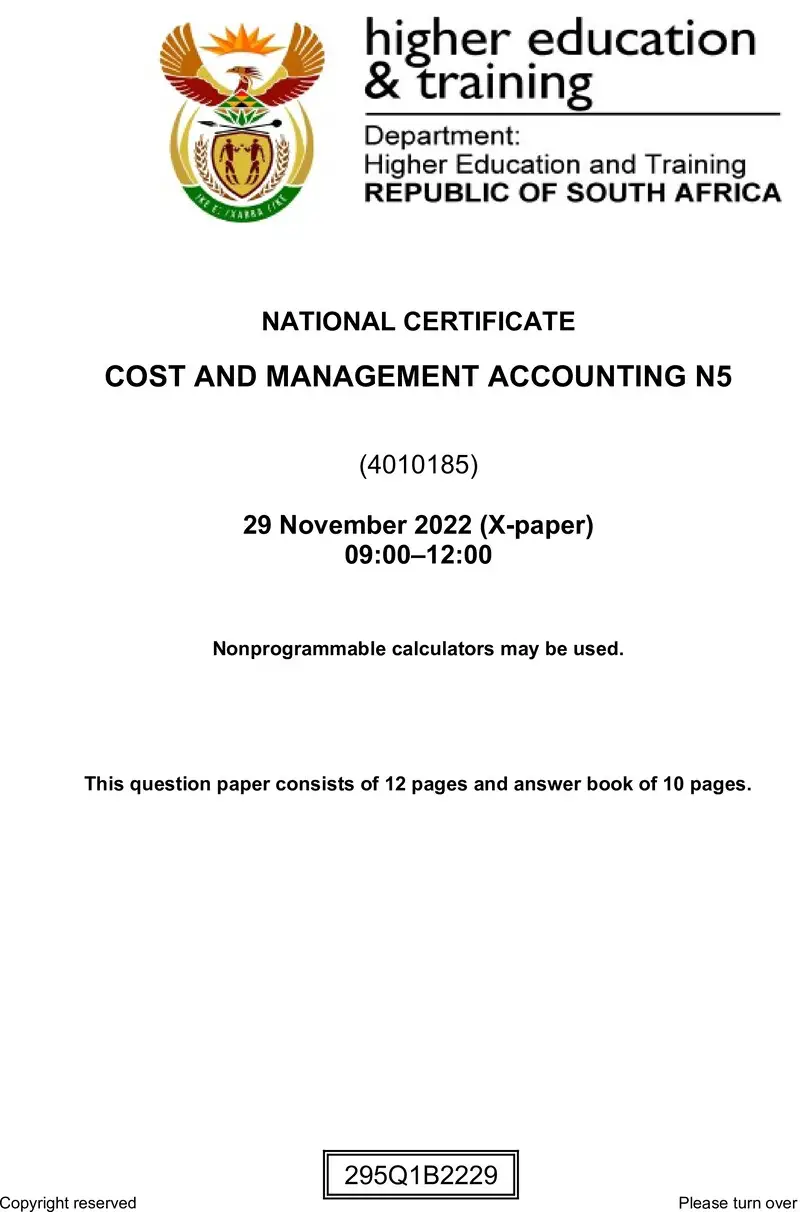 Cost And Management Accounting N5 Nov QP 2022 Edited Gerber preview