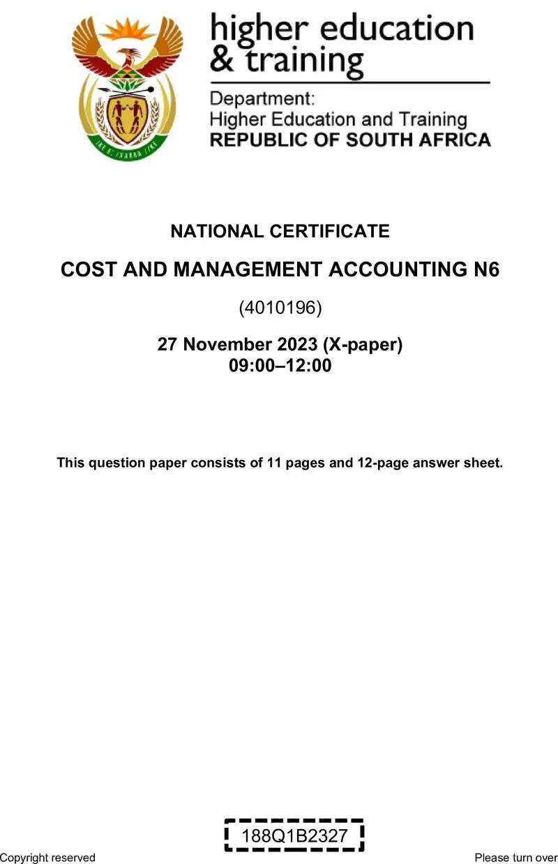 N280 Cost And Management Accounting N6 QP Nov 2023 Edited preview