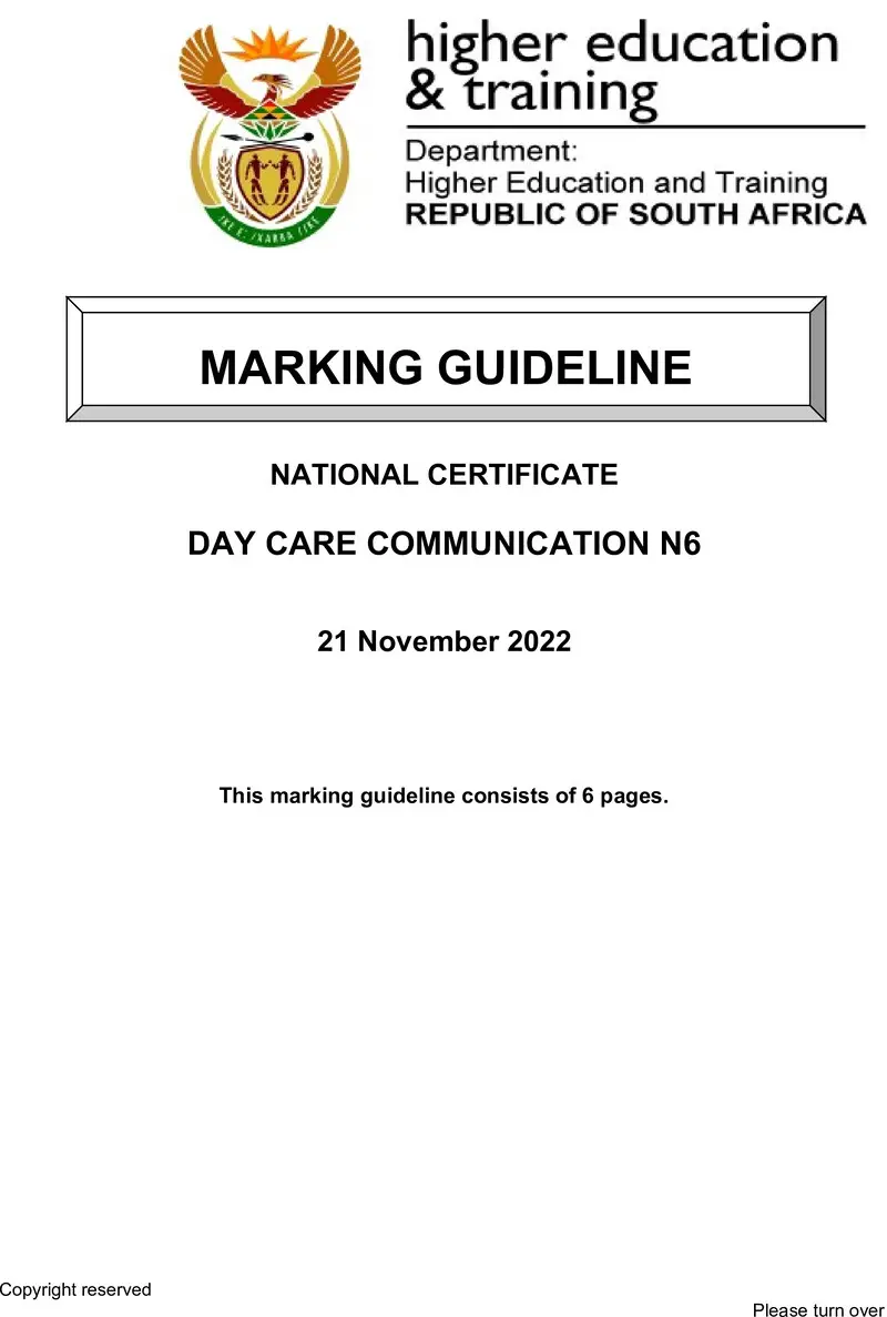 Day Care Communication N6 MEMO Nov 2022 preview