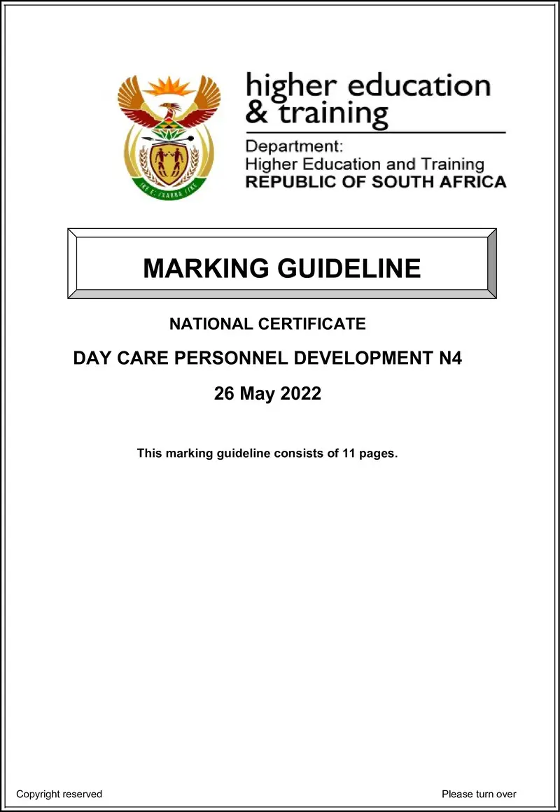 Day Care Personnel Development N4 MEMO Jun 2022 Edited preview