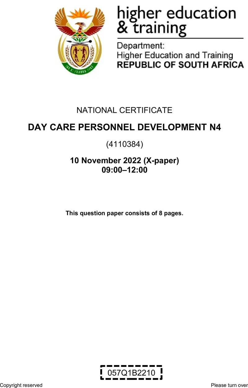 Day Care Personnel Development N4 QP Nov 2022 Edited Ettienne preview