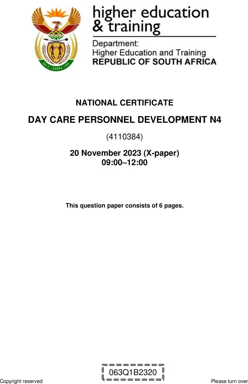 N350 Day Care Personnel Development N4 QP Nov 2023 preview