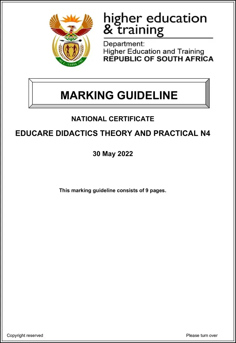 Didactics Theory And Practical N4 June MEMO 2022 preview