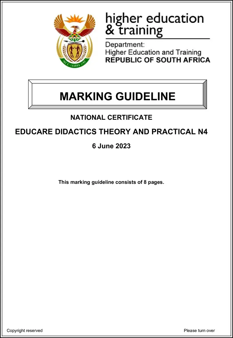 Didactics Theory And Practical N4 MEMO Jun 2023 preview