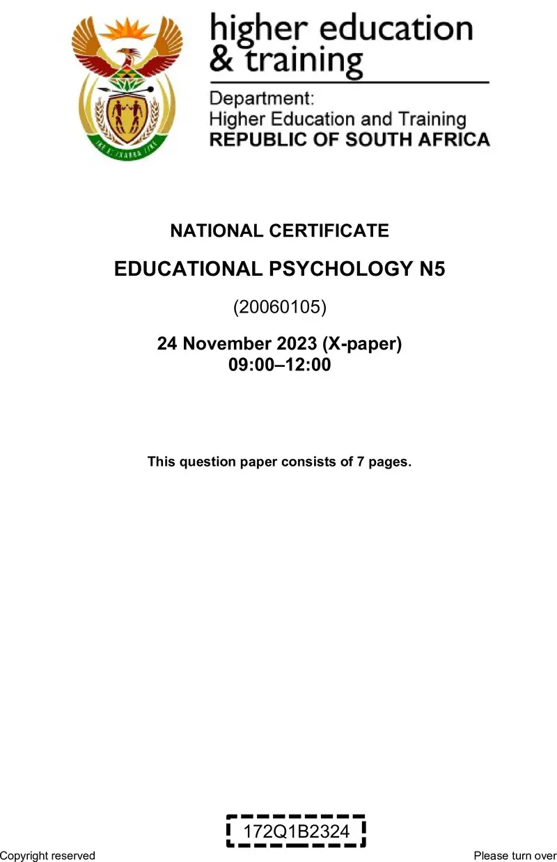 N420 Educational Psychology N5 QP Nov 2023 Edited Gerber preview