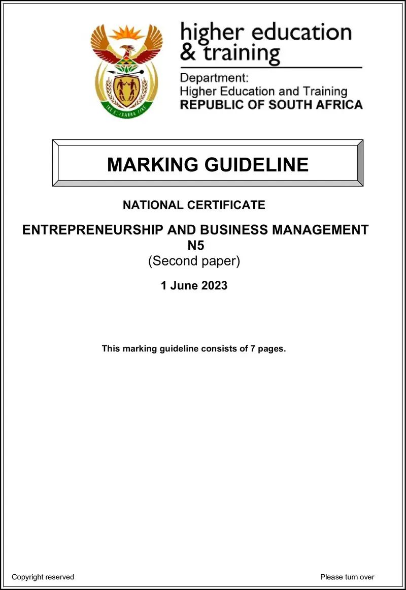 And Business Management N5 P2 MEMO Jun 2023 preview