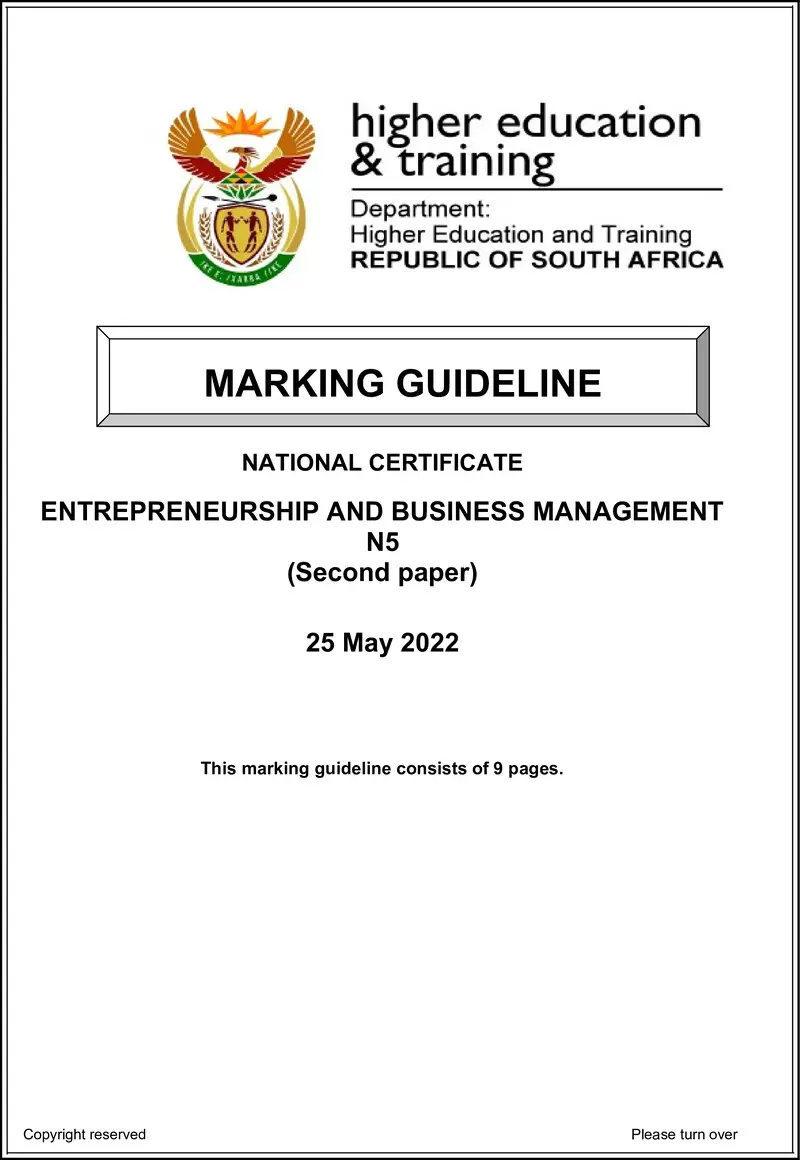 And Business Management N5 P2 MEMO June 2022 Edited preview