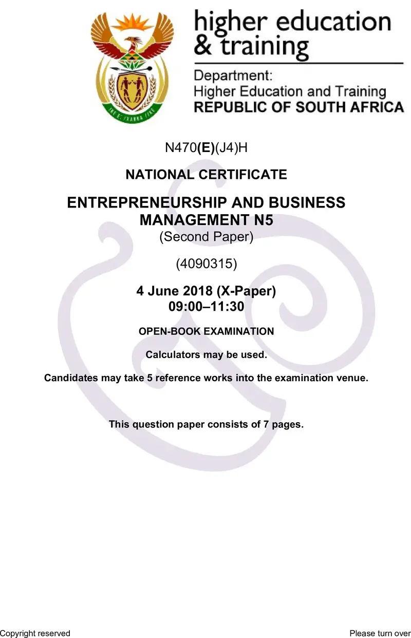 And Business Management N5 P2 QP Jun 2018 preview