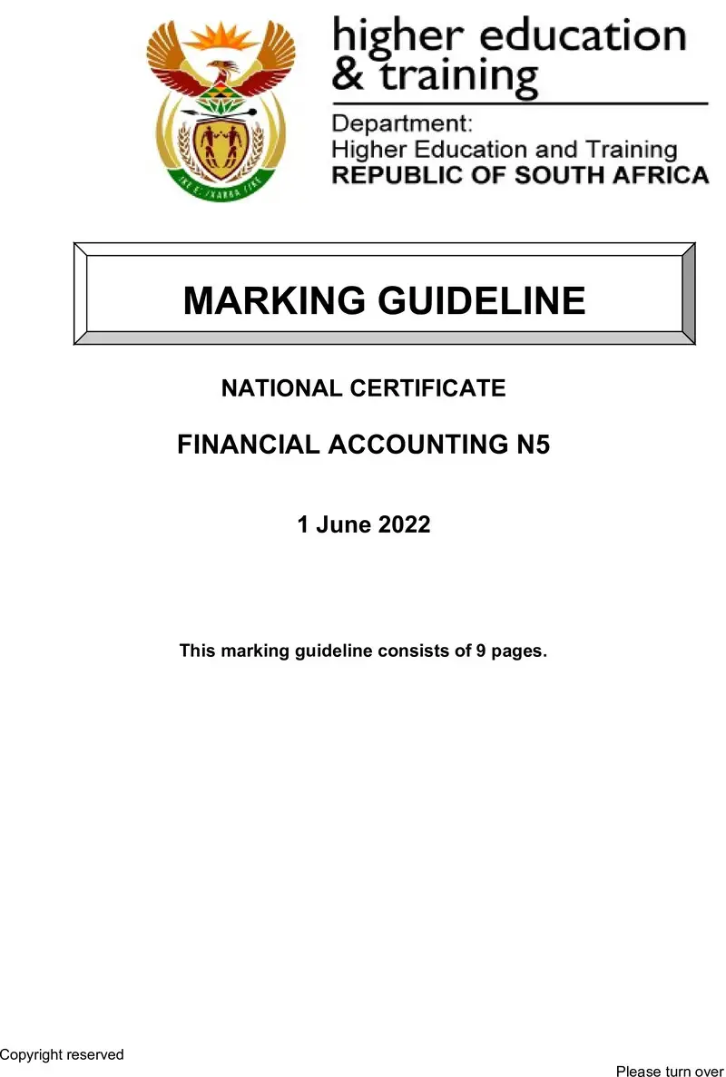 Accounting N5 MEMO June 2022 preview