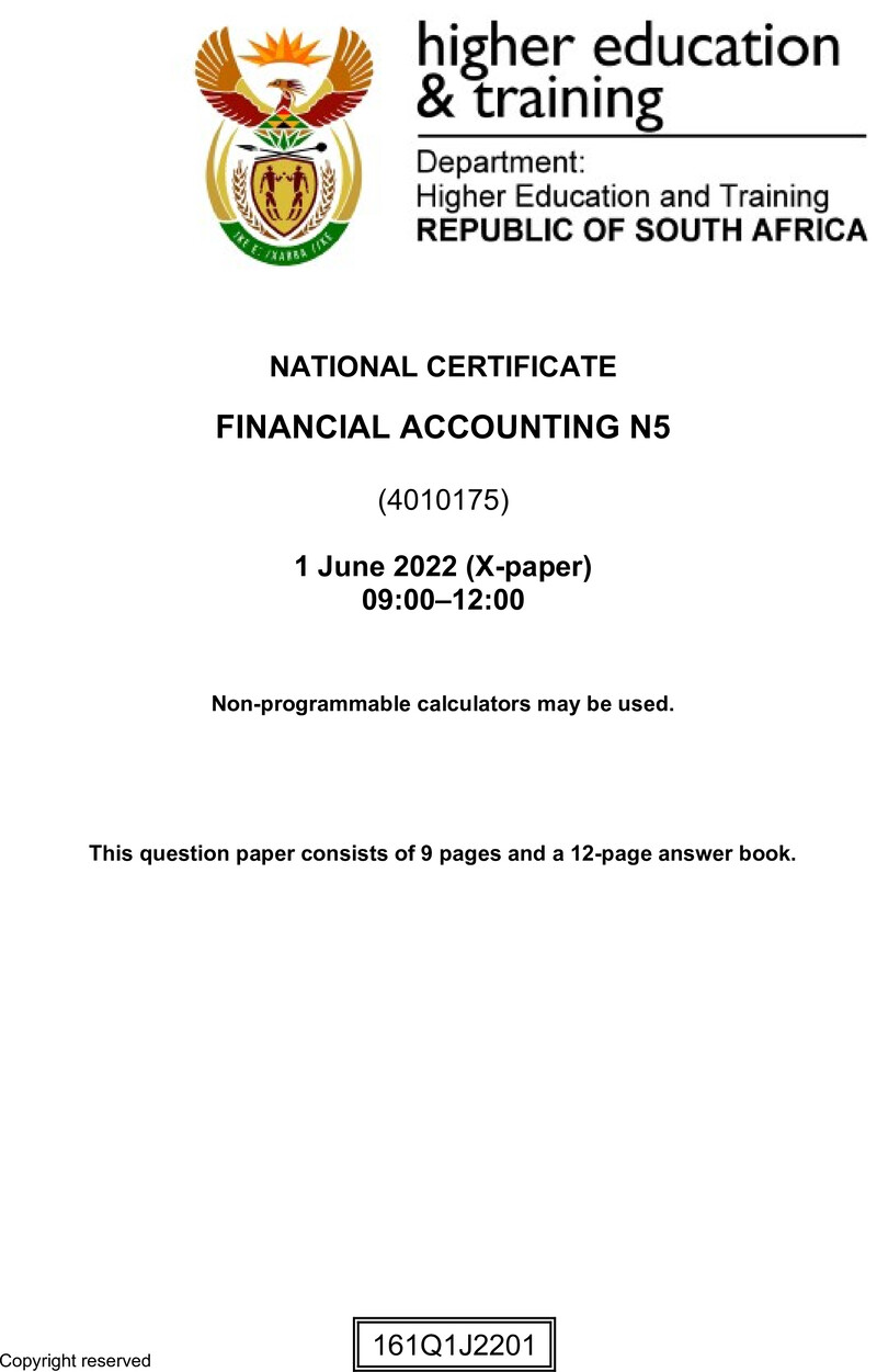Accounting N5 QP June 2022 Watson preview