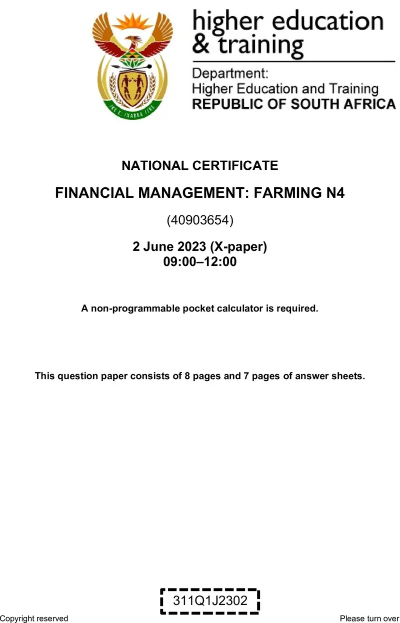 Management Farming N4 QP Jun 2023 3654 preview