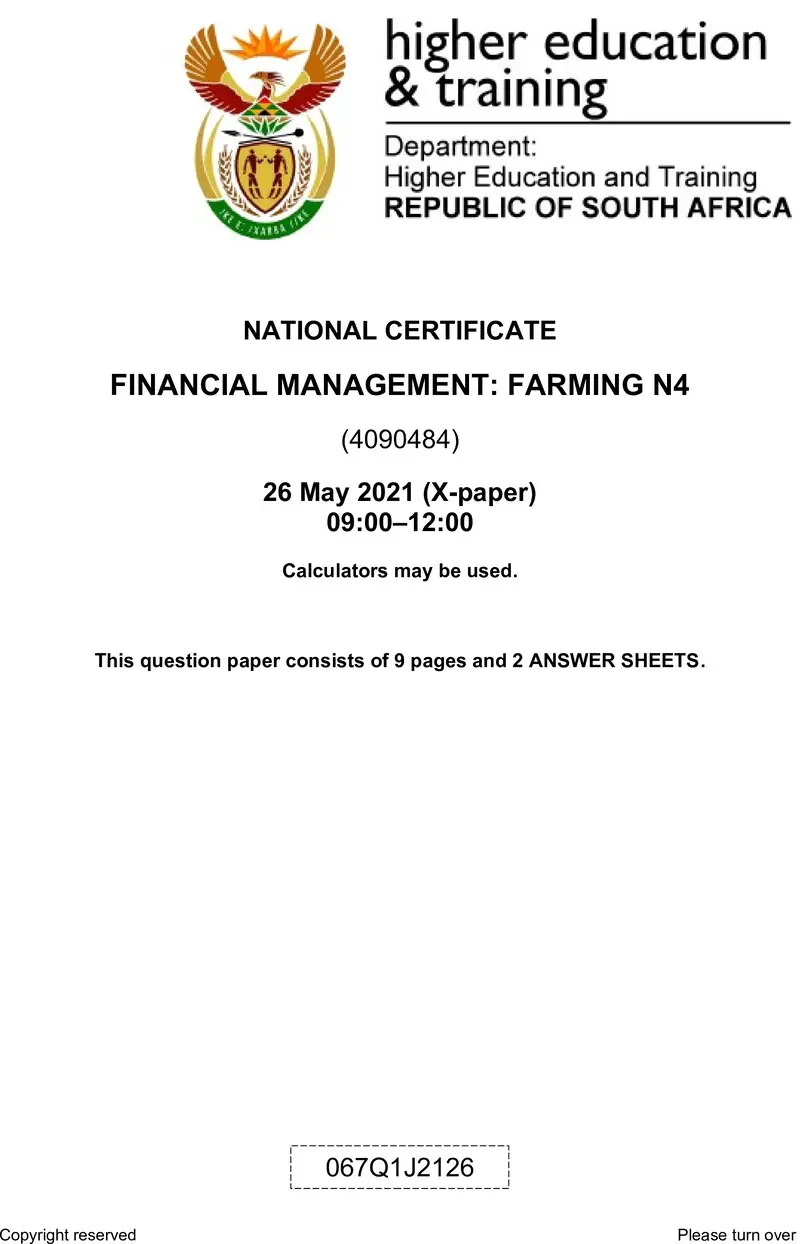 Management Farming N4 QP June 2021 Edited preview