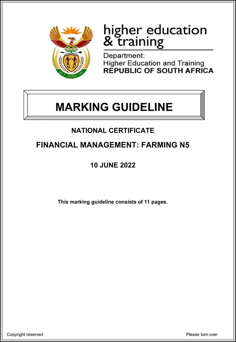 Management Farming N5 MEMO Jun 2022 De Jager preview