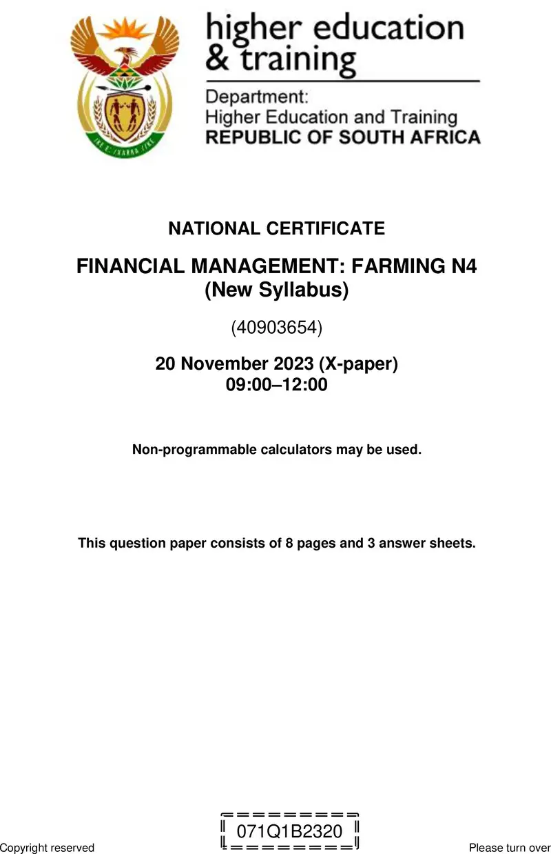 N580 Financial Management Farming N4 QP New Nov 2023 preview