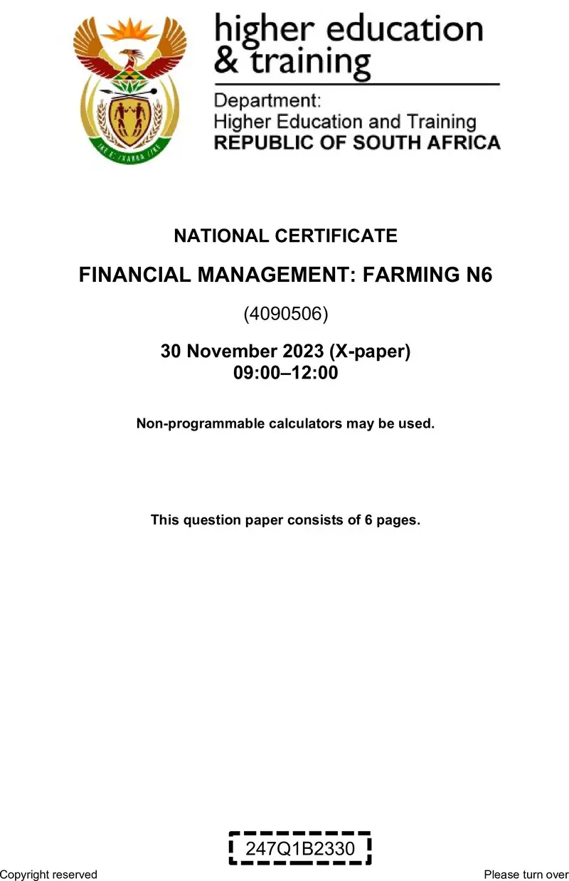 N600 Financial Management Farming N6 QP Nov 2023 Edited Gerber preview
