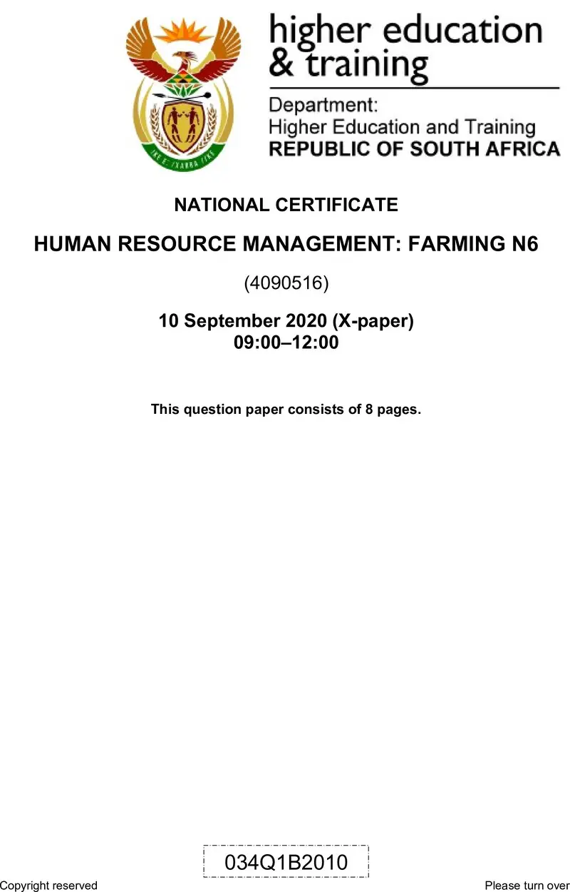 Resource Management Farming N6 QP June 2020 preview