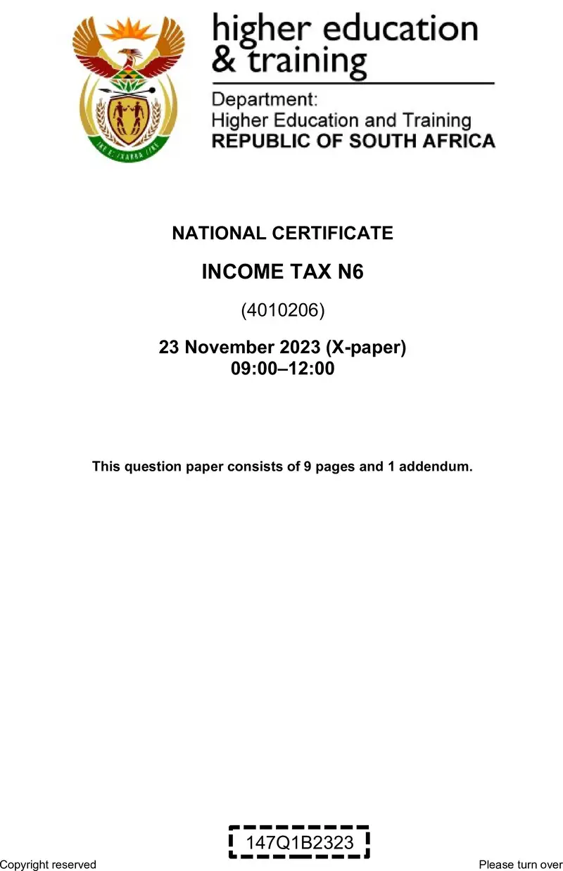 N660 Income Tax N6 QP Nov 2023 Docx Tromp preview