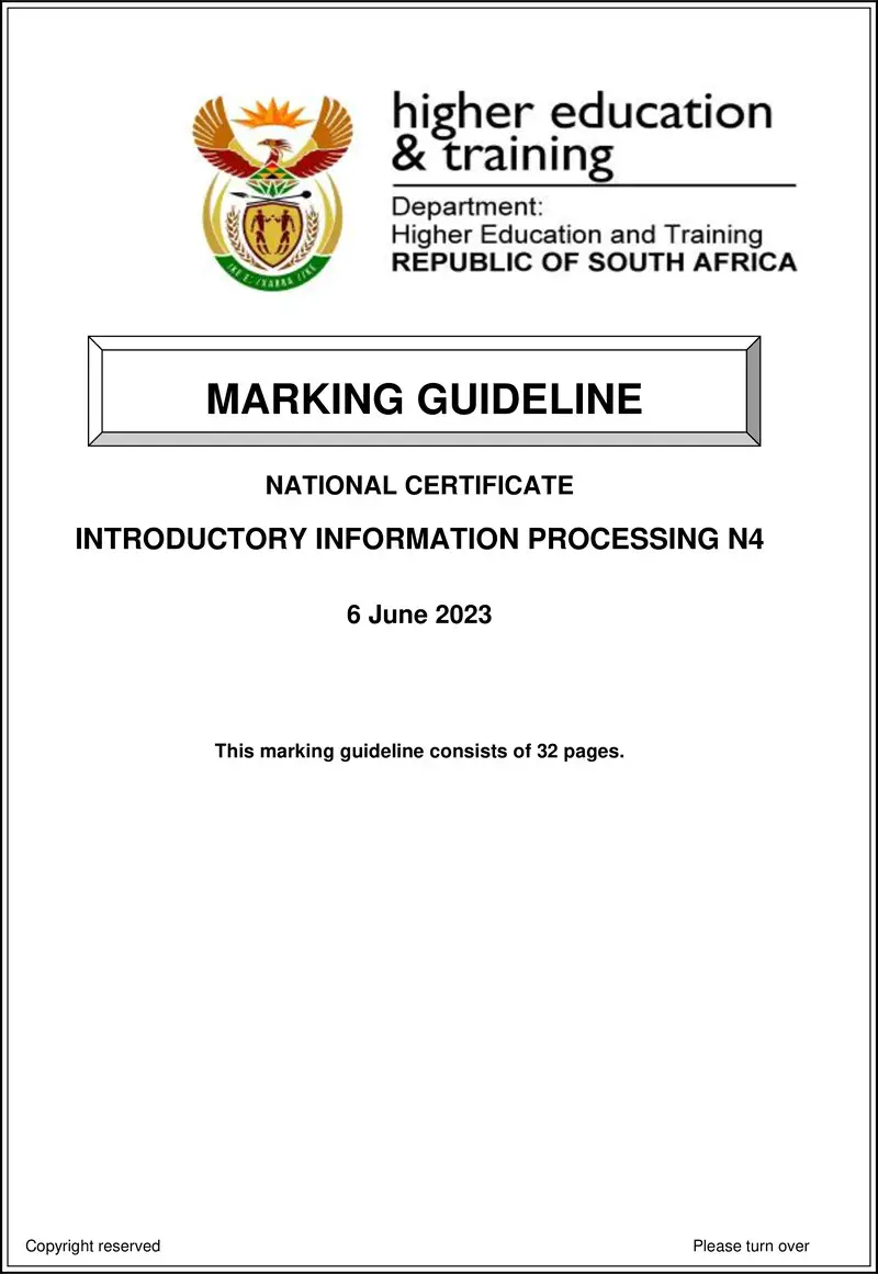 Information Processing N4 MEMO June 2023 preview