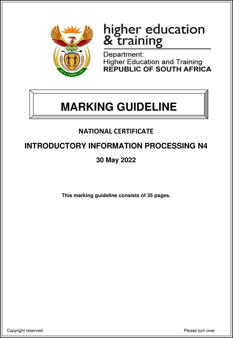 Information Processing N4 June MEMO 2022 preview